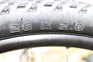 Side wall of tyre showing size of tyre