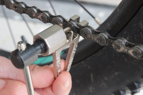 Chain tool on bike chain