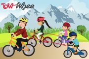 Bike tow rope & kids fingerless glove combo - family riding